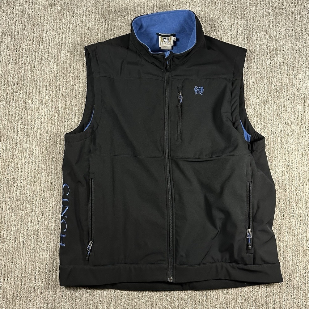 Cinch Bonded Vest Mens XL Full Zip Black Concealed Carry Bonded Fleece